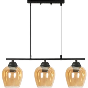 Fer Avize  Sezar 110 Modern Tasarım Salon - Mutfak - Yemek Masası - Siyah Renk Bal Camlı 3 Lü Avize