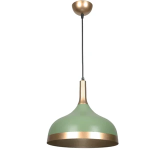 Fer Avize  Cosmos Özel Tasarım Cafe - Mutfak Model Metal Yeşil Içi Gold Sarkıt Tekli Avize