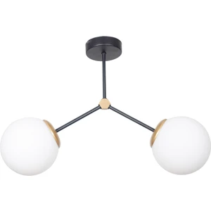 Fer Avize  Focus Modern Tasarım Salon  Mutfak - Cafe - Hol - Yatak Odası Siyah Gold Renk Beyaz Camlı 2 Li Avize