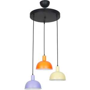 Fer Avize  Prag Modern Çocuk Odası - Cafe - Salon - Mutfak 3 Lü Turuncu Lila Krem Renk Sarkıt 3 Lü Avize