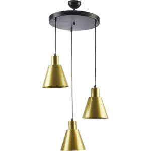 Fer Avize  Trend Modern Tasarım Cafe - Mutfak - Salon - Çocuk Odası Eskitme Gold Renk 3 Lü Avize
