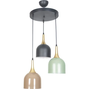 Fer Avize  Reına Modern Tasarım Metal Mix Siyah Kahve Yeşil Renk Sarkıt Cafe - Mutfak 3 Lü Avize