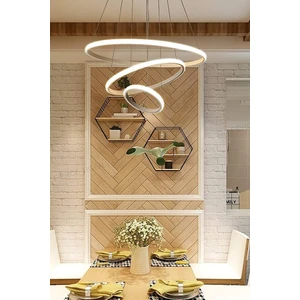 Fer Avize  Axes Modern Tasarım Yatak Odası - Salon - Mutfak Gri Renk Beyaz Ledli 3 Lü Avize