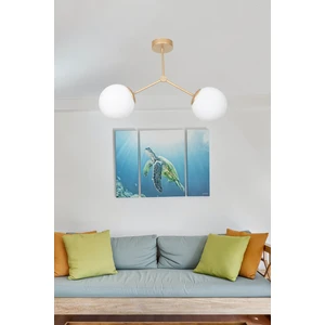 Fer Avize  Focus Modern Tasarım Salon - Mutfak - Cafe - Hol - Yatak Odası Eskitme Renk Beyaz Camlı 2 Li Avize