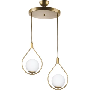 Fer Avize  Deco Modern Tasarım Eskitme Gold Renk Beyaz Camlı Sıralı Salon - Mutfak - Yatak Odası 2 Li Avize