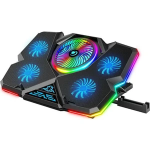Cool Cold Oyuncu Notebook Soğutucu Mavi LED - Telefon Tutuculu 5 Fanlı Rgb Işıklı Yükseklik ve Fan Hız Ayarlı