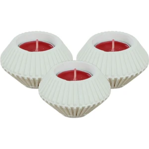 Mumluk Şamdan 3 Adet Tealight Uyumlu Elmas Çizgili Model