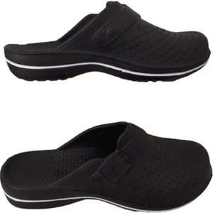 Unisex Siyah-Beyaz Çizgili Banyo Balkon Terliği