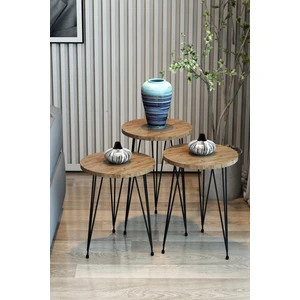 3'lü Zigon Sehpa Yuvarlak Model Zigon Sehpa Metal Tel Ayak