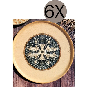 Porselen Mezopotamya Mozaik Kahve 22CM Hygge Düz Tabak 6'lı Takım S-MT-MZPMWHYG22DZ