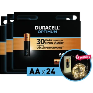 Optimum Aa Alkalin Pil, 1,5 V Lr6 MN1500, 24'lü Paket ve LED Işık OPT_AA_24_LED