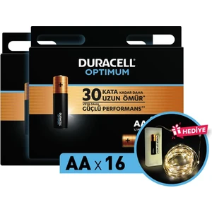 Optimum Aa Alkalin Pil, 1,5 V Lr6 MN1500, 16’lı Paket ve LED Işık