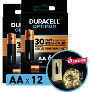 Optimum Aa Alkalin Pil, 1,5 V Lrduracell Optimum Aa Alkalin Pil, 1,5 V Lr6 MN1500, 12’li Paket ve LED Işık6 MN1500, 12’li Paket ve LED Işık