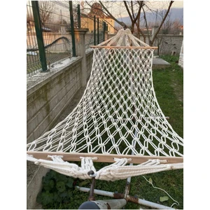Tek Kişilik Çift Kat Makrome Örgü Pamuk Salıncak Hamak-Bağlama Ipli 90CM x Boy 2 M-200 kg