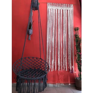 Aslan Butik Aslanbutik Gri Makrome Özel Örgü Salıncak  Hamak Pamuk Ip 60 x 80