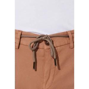 ALTINYILDIZ CLASSICS Erkek Vizon Slim Fit Dar Kesim Diyagonal Desenli Beli Bağlamalı Esnek Pantolon