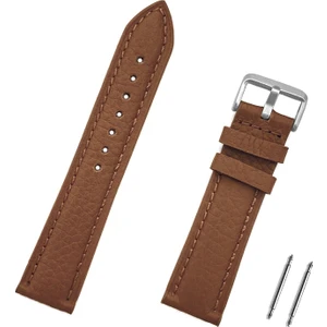 24MM Açık Kahverengi Taba Dikişli Floter Deri Saat Kordonu Kayış
