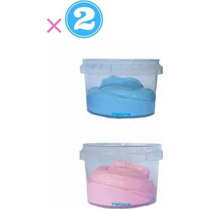 Ele Yapışmayan Pembe-Mavi Slime 2 Li Pofuduk Slaym Oyun Hamuru