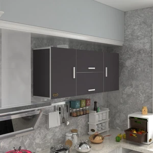 Kenzlife hazır mutfak lucida gri 060*150*32 mutfak banyo dolabı kapaklı raflı