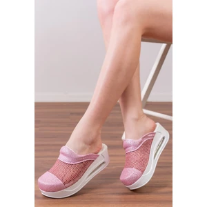 Blum Sabo Terlik Tasarım Pembe Fileli Air Max Kadın Ortopedik Ve Anatomik Doktor,Hemşire,Güzellik Merkezi Sabo Terlik