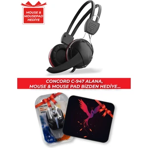 C-947 Mikrofonlu Pc Kulaklığı (Mouse & Mousepad Hediyeli)