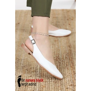 Kadın Misty Beyaz Arkası Acık Sivri Burun Günlük Babet