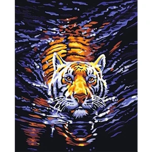 Yüzmek Kaplan Dıy Elmas Mozaik Tablo Mozaik Puzzle 30X40 Cm Dekorları Tablo (Yurt Dışından)