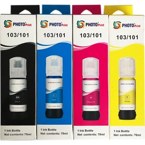 Photo Print Epson 103 Ecotank  L3151 Uyumlu 4 Renk Ithal Muadil Mürekkep Seti 4 x 70 ml