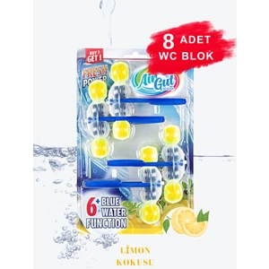 AirGut 2'li Paket WC Blok, Tuvalet Koku Giderici 8 Adet Limon Kokusu Bloğu (Mavi su verir)