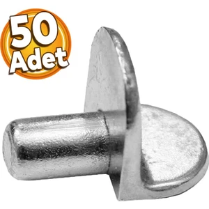 Raf Pimi Düz Nikel Cam Ahşap Metal Raf Tutucu Çivisi Mobilya Dolap Pimi Metal (50 Adet)