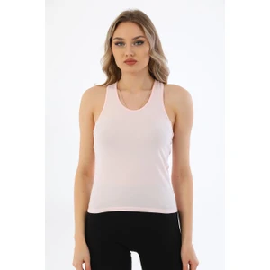 Penye Bizden Kadın Pamuklu Likralı Sporcu Askılı Atlet-Pembe