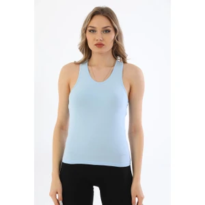 Penye Bizden Kadın Pamuklu Likralı Sporcu Askılı Atlet-Mavi