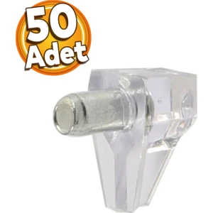 Raf Pimi Şeffaf Cam Ahşap Metal Raf Tutucu Çivisi Mobilya Dolap Pimi (50 Adet)