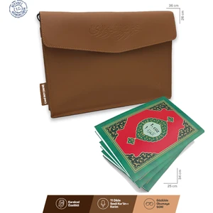 Kuranı Kerim Hatmi Şerif 30 Cüz Orta Boy Suni Deri Çantalı Taba