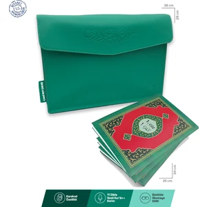 Merve Kur'an-I Kerim 30 Cüz Cami Boy Suni Deri Çantalı Kuran Yeşil