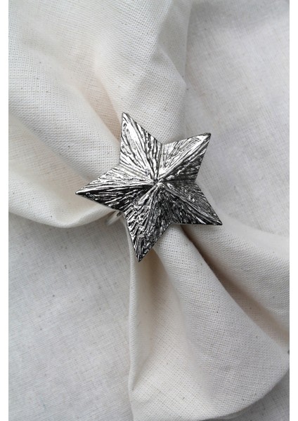 6 Adet Dekoratif Gümüş Star Nova Peçete Halkası - Napkin Ring fiyatları