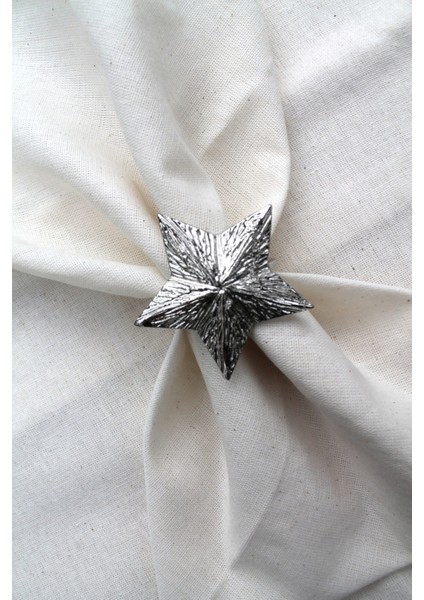6 Adet Dekoratif Gümüş Star Nova Peçete Halkası - Napkin Ring fırsatları