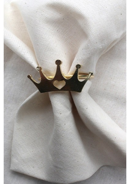 6 Adet Dekoratif Gold Queen Peçete Halkası - Napkin Ring