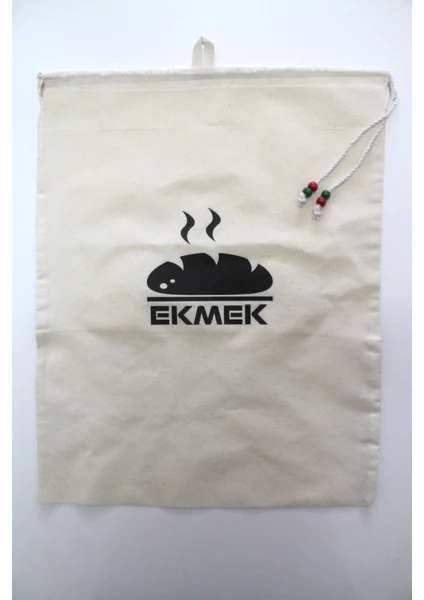 Emtory Home Büyük Boy Sıcak Ekmek  Baskılı Askılı Büzgülü Ekmek Torbası 50X40CM