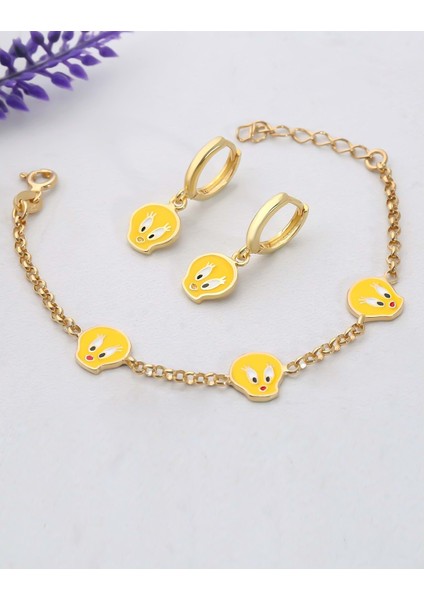 Tweety Gümüş Çocuk Takı Seti