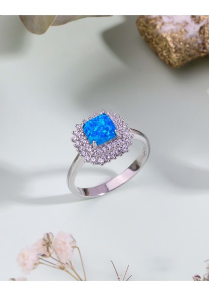 Anturaj Tasarımı Opal Taşlı Gümüş Yüzük - 15