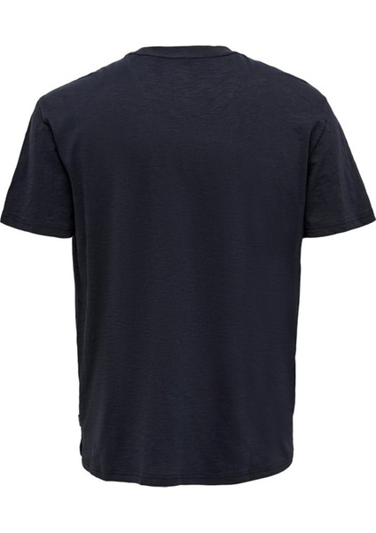 O Yaka Düz Lacivert Erkek T-Shirt 22025286_ONSPERRY Lıfe Reg Leaf Ss
