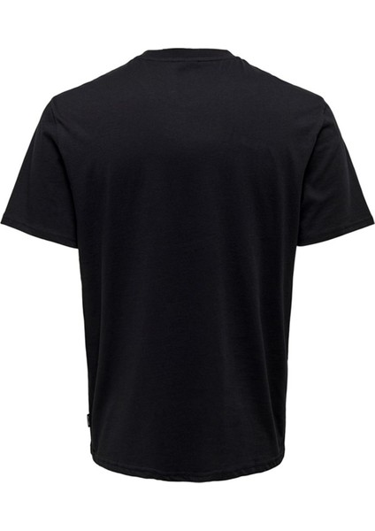 O Yaka Baskılı Siyah Erkek T-Shirt 22026058_ONSAUGUST Reg Ss Tee