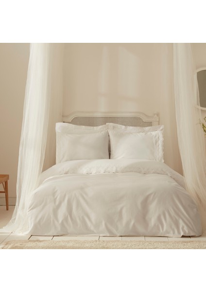 White Collection Tina Çift Kişilik Dantelli Nevresim Takımı Beyaz