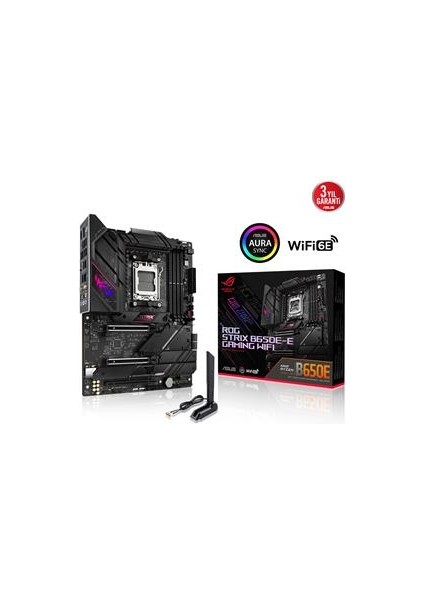 Rog Strıx B650E-E Gamıng Wıfı Am5 Ddr5 Ses Glan Dp/hdmı Sata3 Usb3.2 Atx
