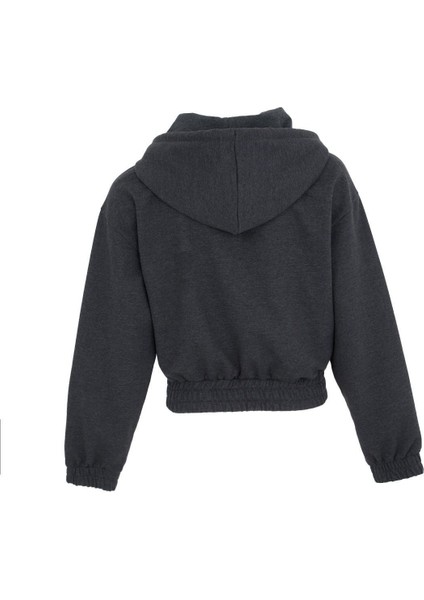 Kadın Baskılı Kapüşonlu Crop Sweat Antrasit fırsatları