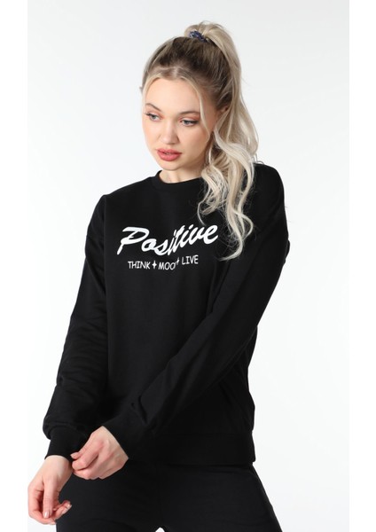 Kadın Baskılı Sweat Siyah modelleri