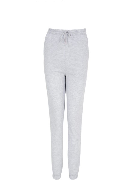 Kadın Lastikli Paça Cepli Regular Fit Jogger Eşofman Altı Gri Melanj fiyatları