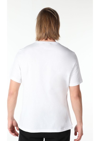 Erkek Bisiklet Yaka Kısa Kollu Regular Fit Baskılı Tişört Beyaz indirimleri