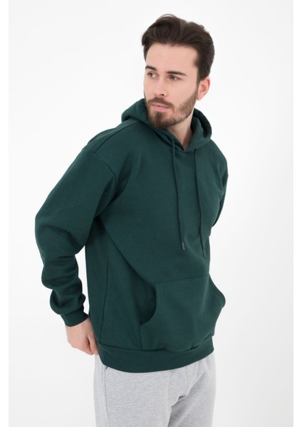 Erkek Kapüşonlu Sweat Yeşil
